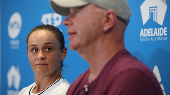 Ash Barty with coach Craig Tyzzer earlier in the year. The pair have been separated for six months.