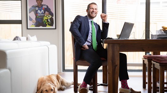 Corporate top, comfy feet ... lawyer Lloyd Toffolon.