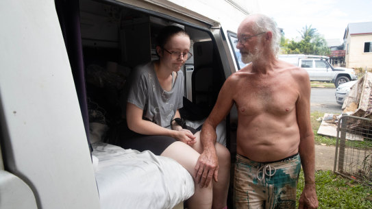 Carl Douglas has spent the past few nights on an air mattress with a leak in a garage, and his daughter Mary has slept in a van that has been loaned to them after their flat in Lismore was inundated.