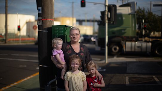 Mother-of-three Jessica Marsh worries about the effects of truck pollution from the Port of Melbourne.