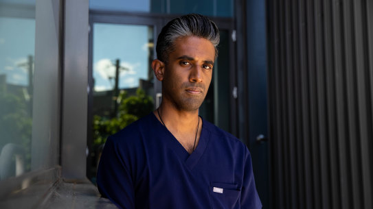 Dr Sanjay Hettige, Co-Chair of the Doctors in Training, AMA Hospital Health Check Survey, in Sydney. 16th November 2021 Photo: Janie Barrett