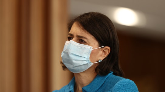 NSW Premier Gladys Berejiklian at today’s COVID-19 update. 