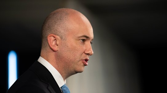 NSW Treasurer, Matt Kean outlines his budget to reporters prior to his budget speech in NSW Parliament in Sydney. 21st June 2022 