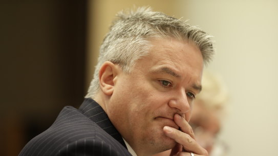Minister for Finance Mathias Cormann during a Senate estimates hearing at Parliament House in Canberra on Tuesday.