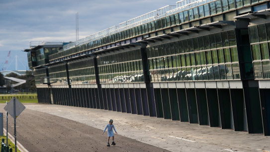 Albert Park on Tuesday after the announcement of the cancellation of the grand prix.