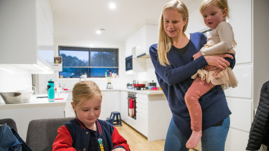 Remote learning is back for five-year-old Estelle (left). Her mother Alex Kirby thinks her daughter is well-placed to cope.
