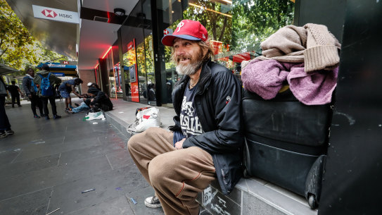 Rough sleeper David, 51, says he isn't worried but noted less people were donating money.