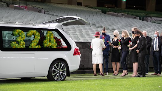 Dean Jones was farewelled by family in a small ceremony at the MCG.