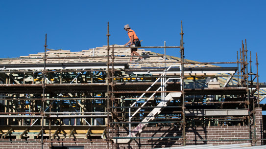 Buoyed by HomeBuilder: house building.