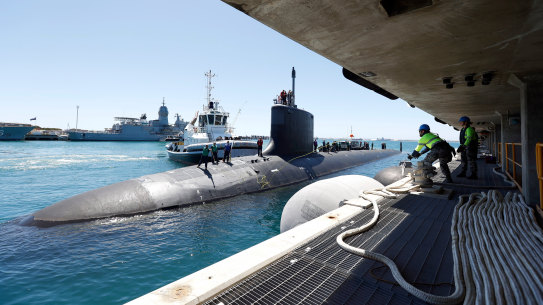 United States Navy Virginia-class submarine USS Mississippi arrives at Rockingham, Western Australia, for a routine port visit.