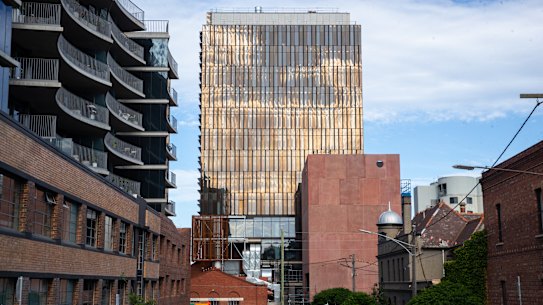 Work on developer Grocon's only Melbourne project - the Northumberland development, a 12-level inner-city office in Collingwood - has ground to a halt and the company has called in administrators 