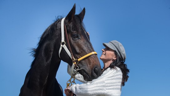 Trainer Natalie Young with Mirage Dancer ahead of last year's Caulfield Cup.