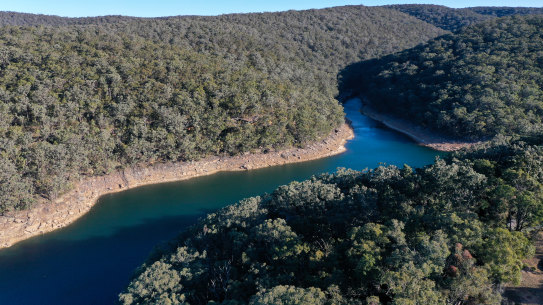 Avon Dam in the Woronora catchment area to Sydney's south is sitting at just below 50 per cent full - about where the overall storages for the city sit.