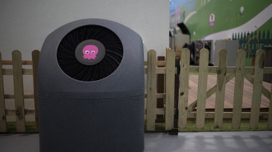 An Octopus Energy heat pump at the company’s research and development centre in Slough, England.