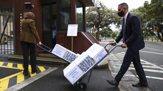 Independent MP Alex Greenwich delivering a petition in favour of  voluntary assisted dying to the NSW Parliament this month.