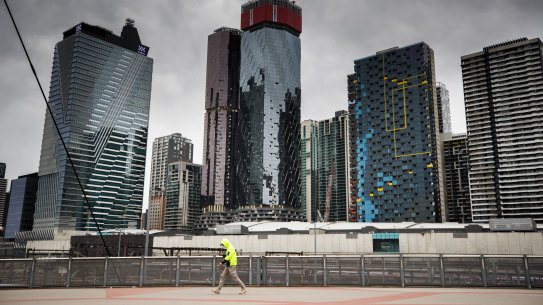 The pedestrian concourse over Southern Cross Station in August.