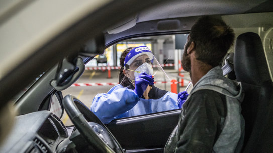 Bunnings stores will roll out mobile COVID-19 testing stations after a pilot in Melbourne on Thursday (pictured).