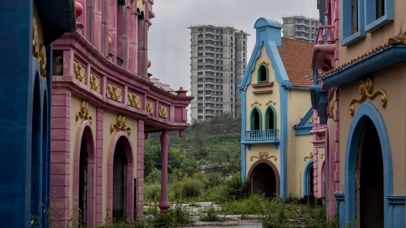 The incomplete fairyland theme park that was to be part of the Evergrande Cultural Tourism City in Guiyang, the capital of China’s Guizhou province. It was to be a massive hotel and convention centre complex, but construction stalled when property giant Evergrande collapsed.