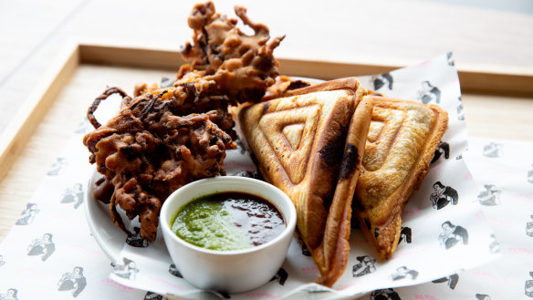 Flyover Fritterie’s paneer and dosa jaffle.