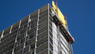 An apartment building in Pyrmont, Sydney, in the process of having its flammable cladding removed.