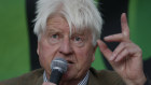 Stanley Johnson, father of the British Prime Minister Boris Johnson, speaks at an Extinction Rebellion panel in London on Wednesday.