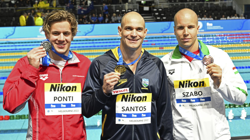 Nicholas Santos wins 50m butterfly aged 42, older than Ian Thorpe, Grant Hackett