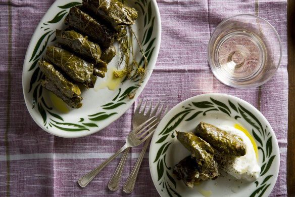 Making stuffed vine leaves takes time and patience.