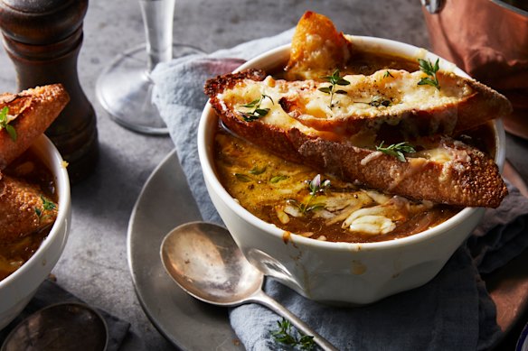 Adam Liaw’s French onion soup.
