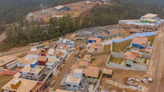 New houses being built in the Brazilian community of Bento Rodrigues following the 2015 collapse of BHP and Vale’s Fundao tailings dam.