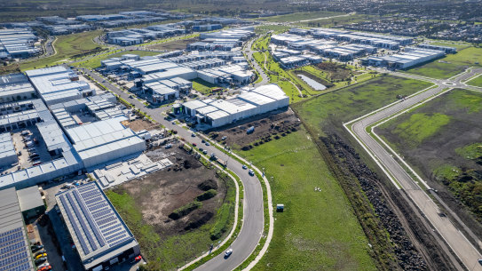 The Wollert rail corridor snakes through industrial land in Epping North on its way to new housing estates in Wollert. 
