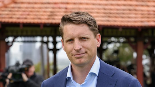 Andrew Hastie after a press conference in Perth on Saturday.