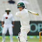 Nic Maddinson of Australia edges the ball through slips.