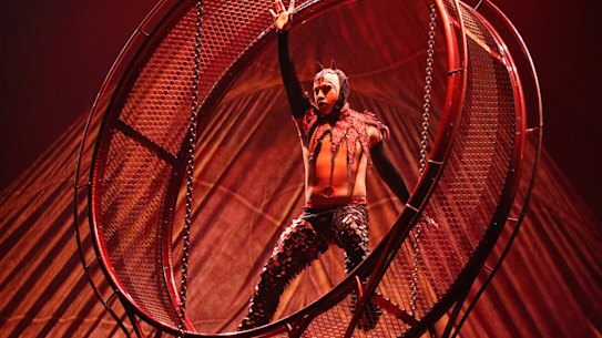 William Torres Patino performing in the Wheel of Death.