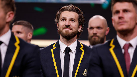 Marcus Bontempelli of the Western Bulldogs in his All-Australian blazer.