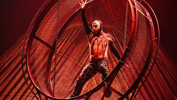 William Torres Patino performing in the Wheel of Death.