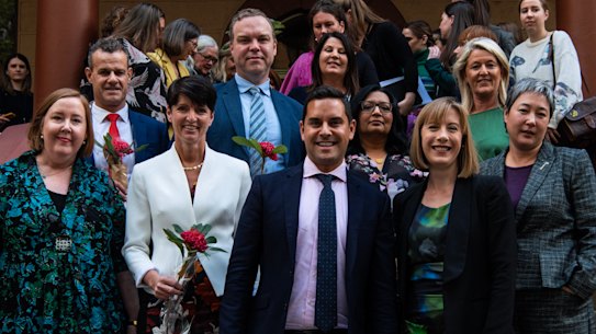 NSW MPs and members of the public after the passing of the bill to decriminalise abortion in NSW.