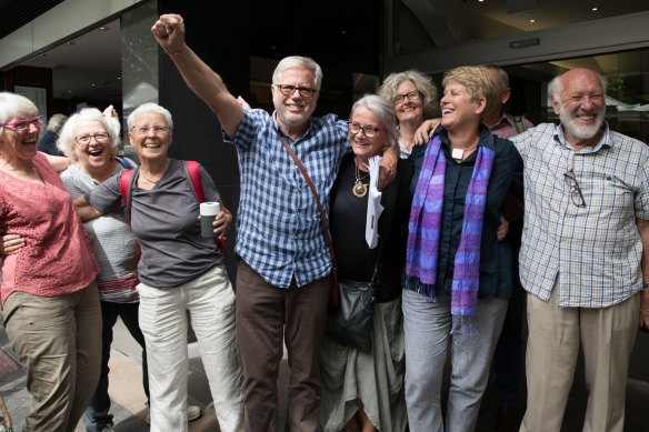 Gloucester residents after their win in a NSW court against the proposed Rocky Hill open-cut coal mine in Gloucester.  
