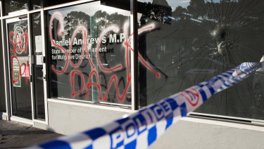 Daniel Andrews' electoral office in Noble Park was vandalised overnight. 