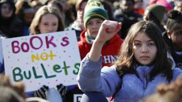 US students rally outside the White House in March, 2018, to protest gun violence.