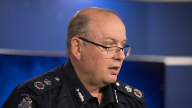 Police Commissioner Graham Ashton talks to the media on Monday. 