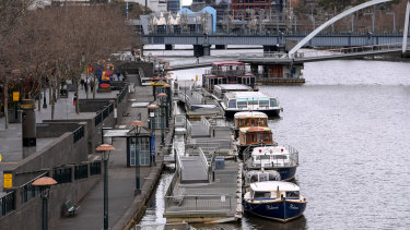 Melbourneâs Southbank precinct in lockdown. Despite the depth of measures to stop the current virus spread, the RBA believes the economy will recover strongly.