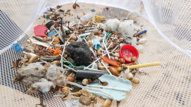 Plastic rubbish washed up onto Warrnambool's Second Beach.