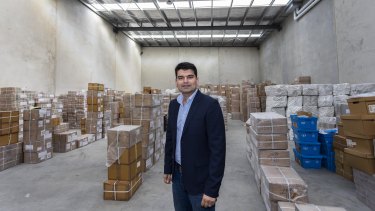 Entrepreneur Rohit Nandal at his Truganina warehouse.