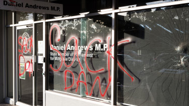 Daniel Andrews electoral office in Noble Park was vandalised overnight. 
