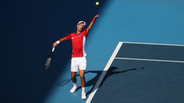 Novak Djokovic in action on Saturday.
