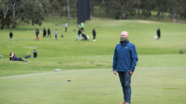 Darebin councillor Trent McCarthy on Northcote golf course, which is being used as a popular park while golf is banned.