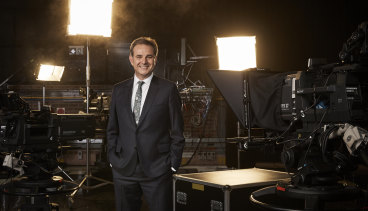 Mike Tomalaris in the SBS Television studio.