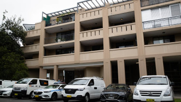 The apartment complex in Bondi, where a woman was found dead on Thursday morning. 