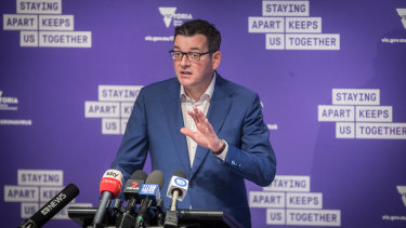 Premier Daniel Andrews during Tuesday's press conference