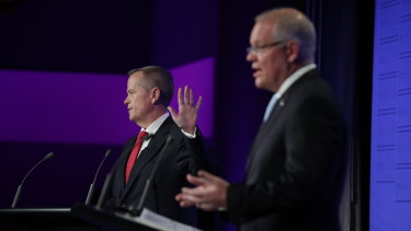 Bill Shorten and Scott Morrison face off at the last leaders' debate.